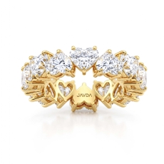 Prong Set Heart Lab-Grown Diamond Women's Eternity Wedding Band 14k Gold Yellow (4.81Ct. tw.)