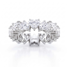 Prong Set Heart Lab-Grown Diamond Women's Eternity Wedding Band Platinum 950 (4.81Ct. tw.)