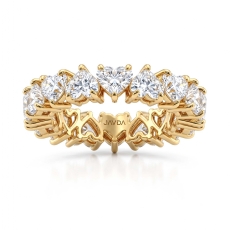 Prong Set Heart Lab-Grown Diamond Women's Eternity Wedding Band 14k Gold Yellow  (3.9Ct. tw.)