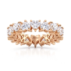 Prong Set Heart Lab-Grown Diamond Women's Eternity Wedding Band 18k Rose Gold  (3.9Ct. tw.)