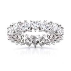 Prong Set Heart Lab-Grown Diamond Women's Eternity Wedding Band Platinum 950  (3.9Ct. tw.)