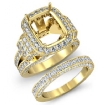 3.9Ct Diamond Engagement Ring Cushion Pave Bridal Set Semi Mount 18k Yellow Gold - javda.com 