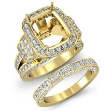 Diamond Engagement Ring Cushion Pave Bridal Set Semi Mount 18k Gold Yellow (3.9Ct. tw.)