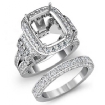 3.9Ct Diamond Engagement Ring Cushion Pave Bridal Set Semi Mount 18k White Gold - javda.com 