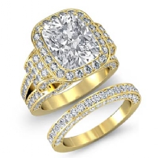 Antique Bridal Set Halo diamond Ring 18k Gold Yellow