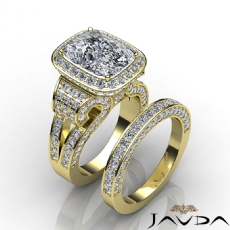 Antique Bridal Set Halo diamond Ring 14k Gold Yellow