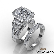 Antique Bridal Set Halo diamond Ring 14k Gold White