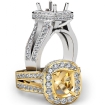 Diamond Engagement Cushion Semi Mount Ring14k White Gold Pave Set Split Shank 1.4Ct - javda.com 