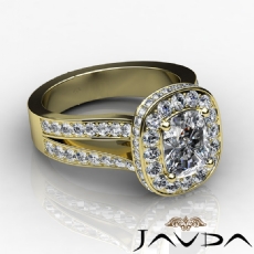 Split Shank Circa Halo Pave diamond Ring 14k Gold Yellow