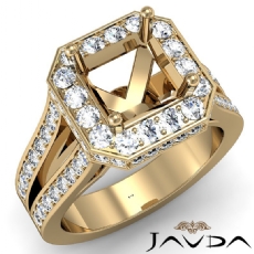 Diamond Engagement Ring 18k Gold Yellow Pre-Set Split Shank Asscher Semi Mount  (1.35Ct. tw.)