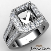 Diamond Engagement Ring 14k White Gold Pre-Set Split Shank Asscher Semi Mount 1.35Ct - javda.com 