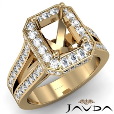 Diamond Engagement Emerald SemiMount Pave Set Ring 14k Gold YellowSplit Shank  (1.33Ct. tw.)