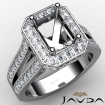 Diamond Engagement Emerald SemiMount Pave Set Ring 14k White GoldSplit Shank 1.33Ct - javda.com 