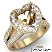 Heart Semi Mount Diamond Engagement Ring 18k Yellow Gold Pre-Set Split Shank 1.31Ct - javda.com 