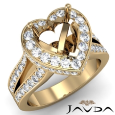 Heart Semi Mount Diamond Engagement Ring 14k Gold Yellow Pre-Set Split Shank  (1.31Ct. tw.)