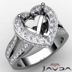 Heart Semi Mount Diamond Engagement Ring 18k White Gold Pre-Set Split Shank 1.31Ct - javda.com 