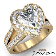 Micro Pave Halo Split Shank diamond Ring 18k Gold Yellow