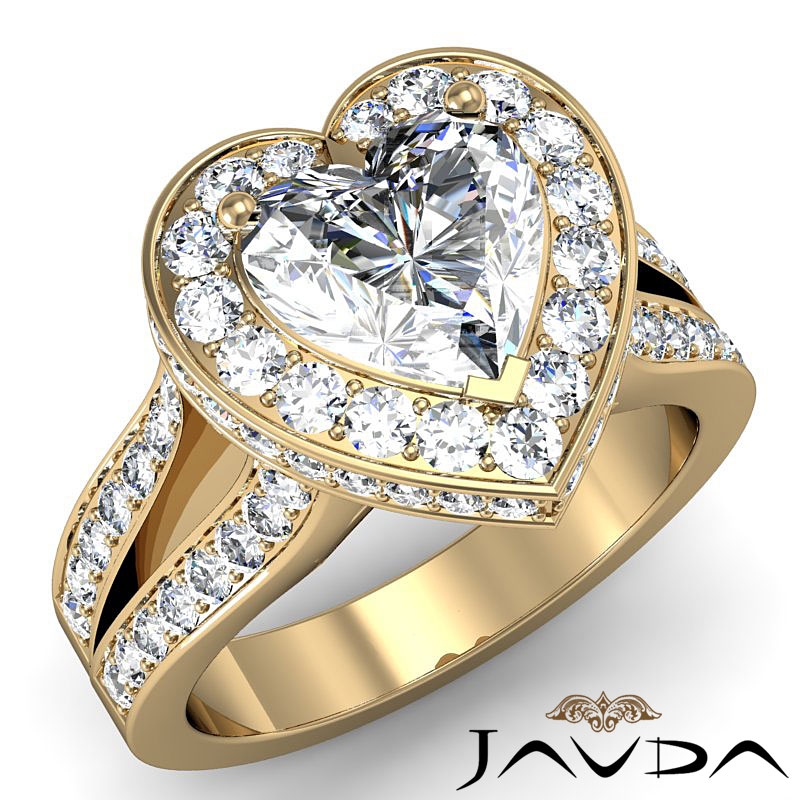 Micro Pave Halo Split Shank diamond Ring 18k Gold Yellow