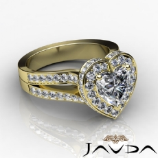 Micro Pave Halo Split Shank diamond Ring 14k Gold Yellow