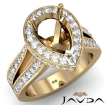 Diamond Engagement Pear Semi Mount Pave Set Ring 14k Yellow Gold Split Shank 1.32Ct - javda.com 