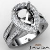 Diamond Engagement Pear Semi Mount Pave Set Ring 14k White Gold Split Shank 1.32Ct - javda.com 