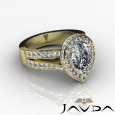 Halo Pave Set V-Shaped Shank diamond Ring 14k Gold Yellow