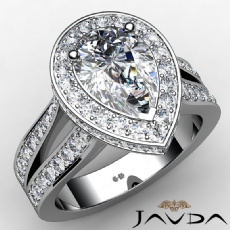 Halo Pave Set V-Shaped Shank diamond Ring 14k Gold White