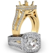 Pre-Set Diamond Engagement Ring 14k Yellow Gold Cushion Semi Mount Split Shank 1.34Ct - javda.com 