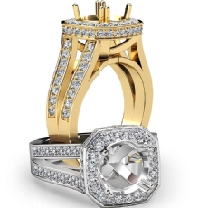 Pre-Set Diamond Engagement Ring 18k Gold Yellow Cushion Semi Mount Split Shank  (1.34Ct. tw.)