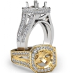 Pre-Set Diamond Engagement Ring 18k White Gold Cushion Semi Mount Split Shank 1.34Ct - javda.com 