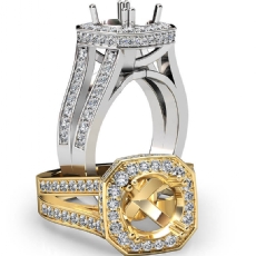 Pre-Set Diamond Engagement Ring 14k W Gold Cushion Semi Mount Split Shank 1.34Ct