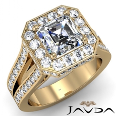 Halo Split Shank Cathedral diamond Ring 18k Gold Yellow