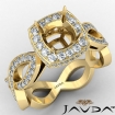 Cushion Cut Diamond Engagement Ring Pave Setting 18k Yellow Gold Wedding Band 1.3Ct - javda.com 