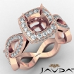 Cushion Cut Diamond Engagement Ring Pave Setting 18k Rose Gold Wedding Band 1.3Ct - javda.com 