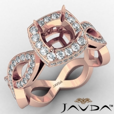 Cushion Cut Diamond Engagement Ring Pave Setting 14k Rose Gold Wedding Band  (1.3Ct. tw.)