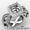 Cushion Cut Diamond Engagement Ring Pave Setting Platinum 950 Wedding Band 1.3Ct - javda.com 