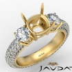 Three 3 Stone Cushion Diamond Engagement Ring 14k Yellow Gold Semi Mount 2.64Ct - javda.com 