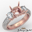 Three 3 Stone Cushion Diamond Engagement Ring 14k Rose Gold Semi Mount 2.64Ct - javda.com 