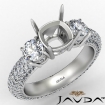 Three 3 Stone Cushion Diamond Engagement Ring Platinum 950 Semi Mount 2.64Ct - javda.com 