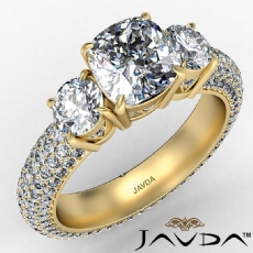 3 Stone Prong Eternity Shank diamond Ring 18k Gold Yellow