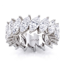Shared Prong Marquise Lab Grown Diamond Women Wedding Band 14k White Gold 7.5Ctw