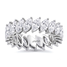 Prong Set Marquise Lab Grown Diamond Women's Wedding Band 14k White Gold 4.25Ctw