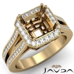 Halo Setting Diamond Engagement Asscher Ring 14k Yellow Gold Semi Mount 0.88Ct - javda.com 