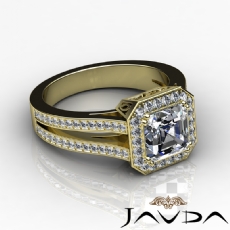 Split Shank Halo Pave Filigree diamond Ring 14k Gold Yellow