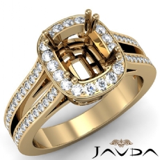 Cushion Diamond Engagement Ring 14k Gold Yellow Halo Setting Semi Mount (0.86Ct. tw.)