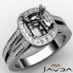 0.86CtCushion Diamond Engagement Ring 14k White Gold Halo Setting Semi Mount - javda.com 
