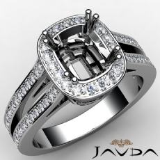 Cushion Diamond Engagement Ring 14K White Gold Halo Setting Semi Mount 0.86CT