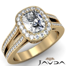 Filigree Halo Pave Split Shank diamond Ring 14k Gold Yellow