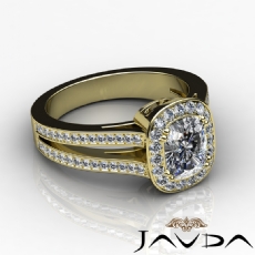 Filigree Halo Pave Split Shank diamond Ring 18k Gold Yellow