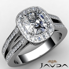 Filigree Halo Pave Split Shank diamond Ring 14k Gold White